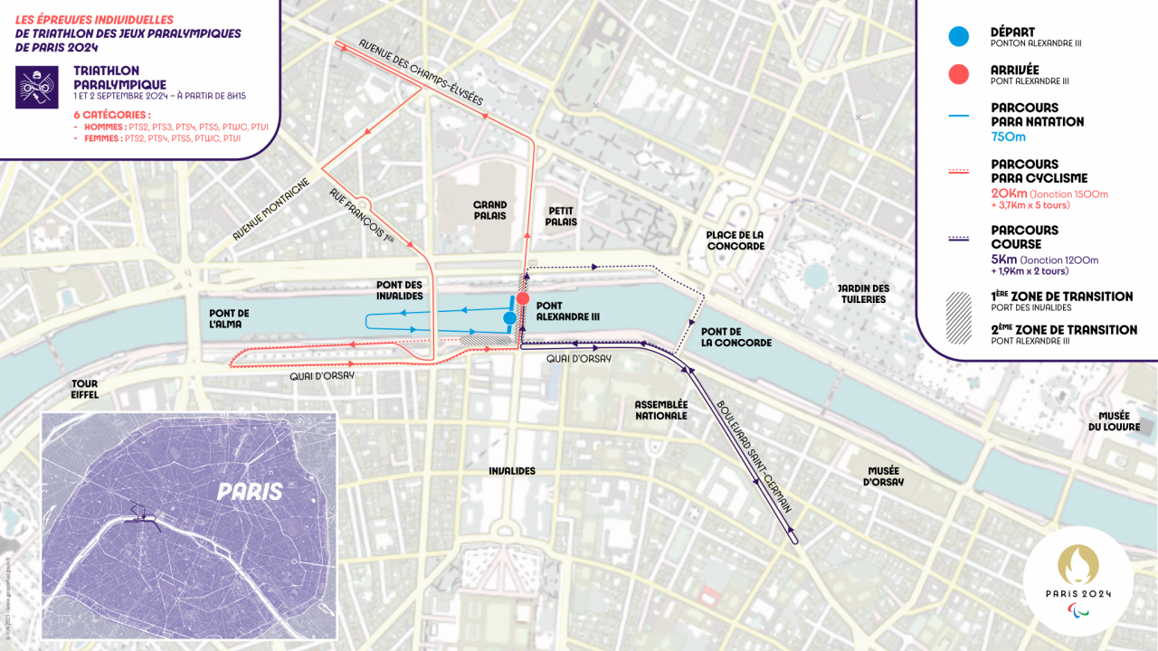 Jeux Olympiques et Paralympiques 2024 les parcours FFTRI